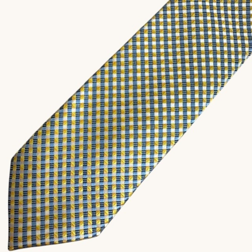 Lot of 8 Mixed Gold Yellow Mens Silk Neckties Nautica Haggar Morgan Hart Vintage - Picture 5 of 16